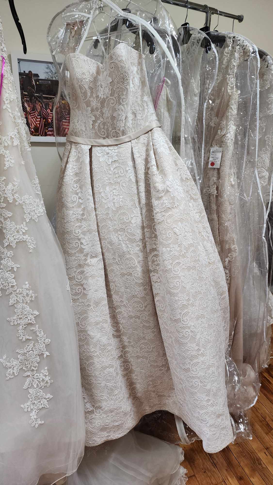 Lace empire waist wedding dress style 1685