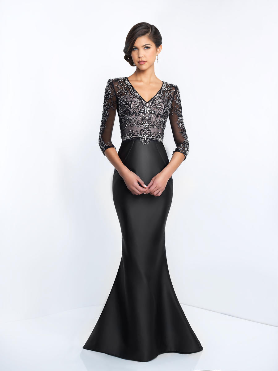Black formal mikado and crystal dress 2005 size 16
