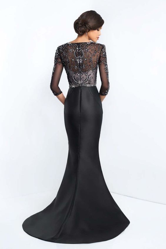 Black formal mikado and crystal dress 2005 size 16