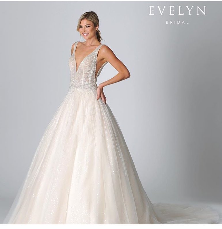 Wedding dress with plunging neckline