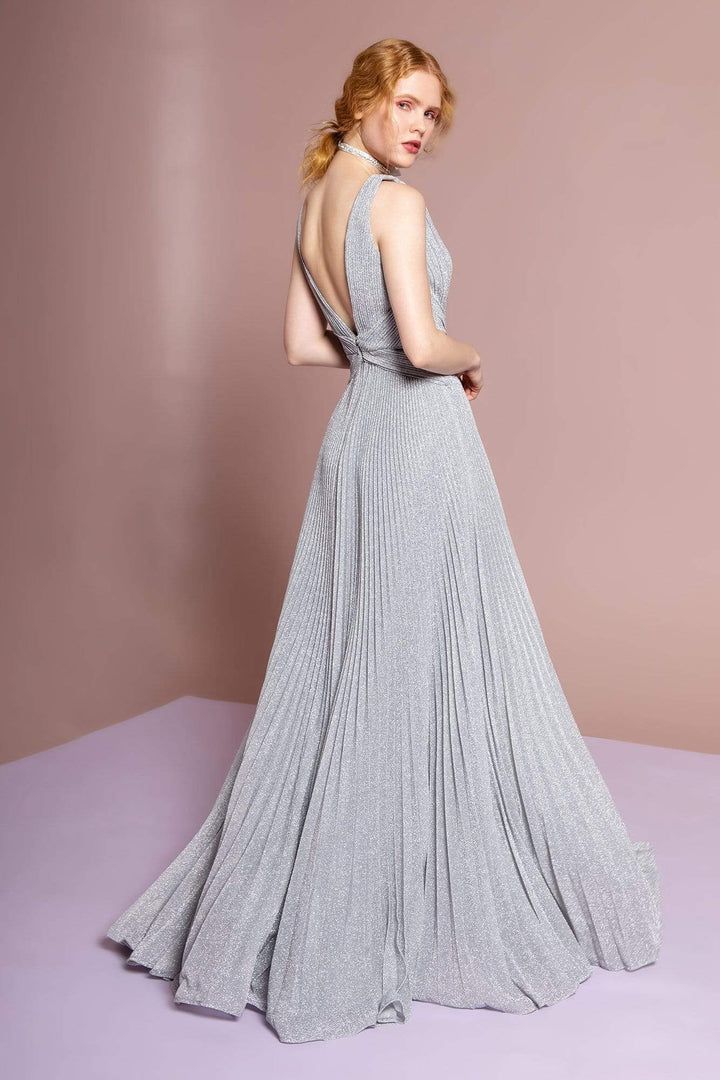 Formal long shimmer v-neck dress ins size XS color silver 2687