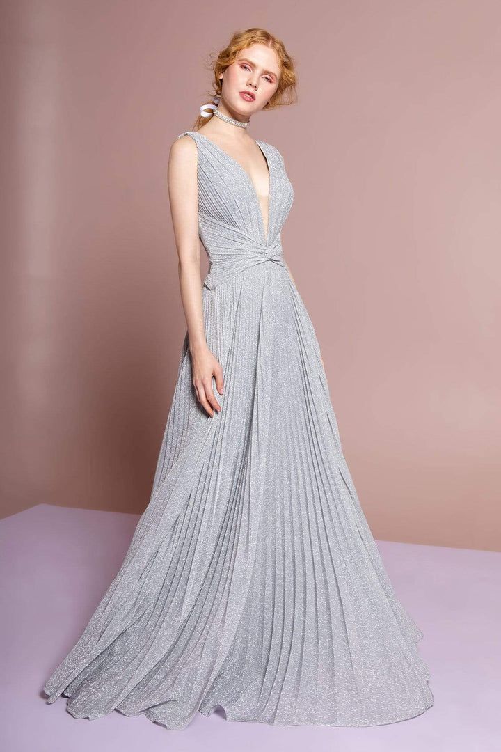 Formal long shimmer v-neck dress ins size XS color silver 2687