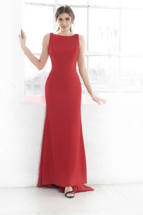 Formal long red chiffon dress size 12 style 5350