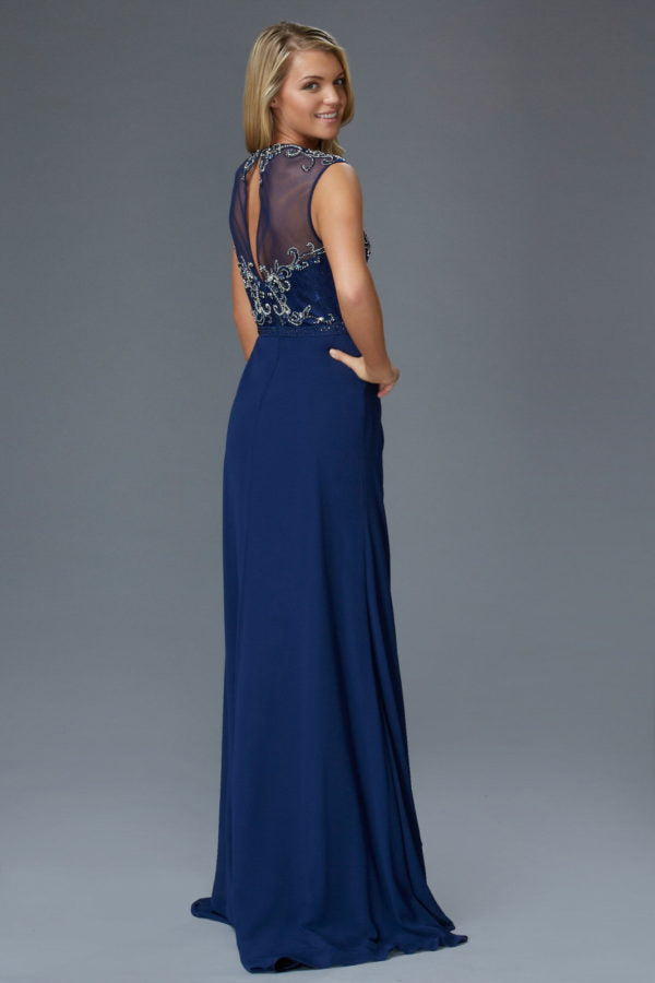 Mother of the bride long chiffon Navy dress 2099 in size small