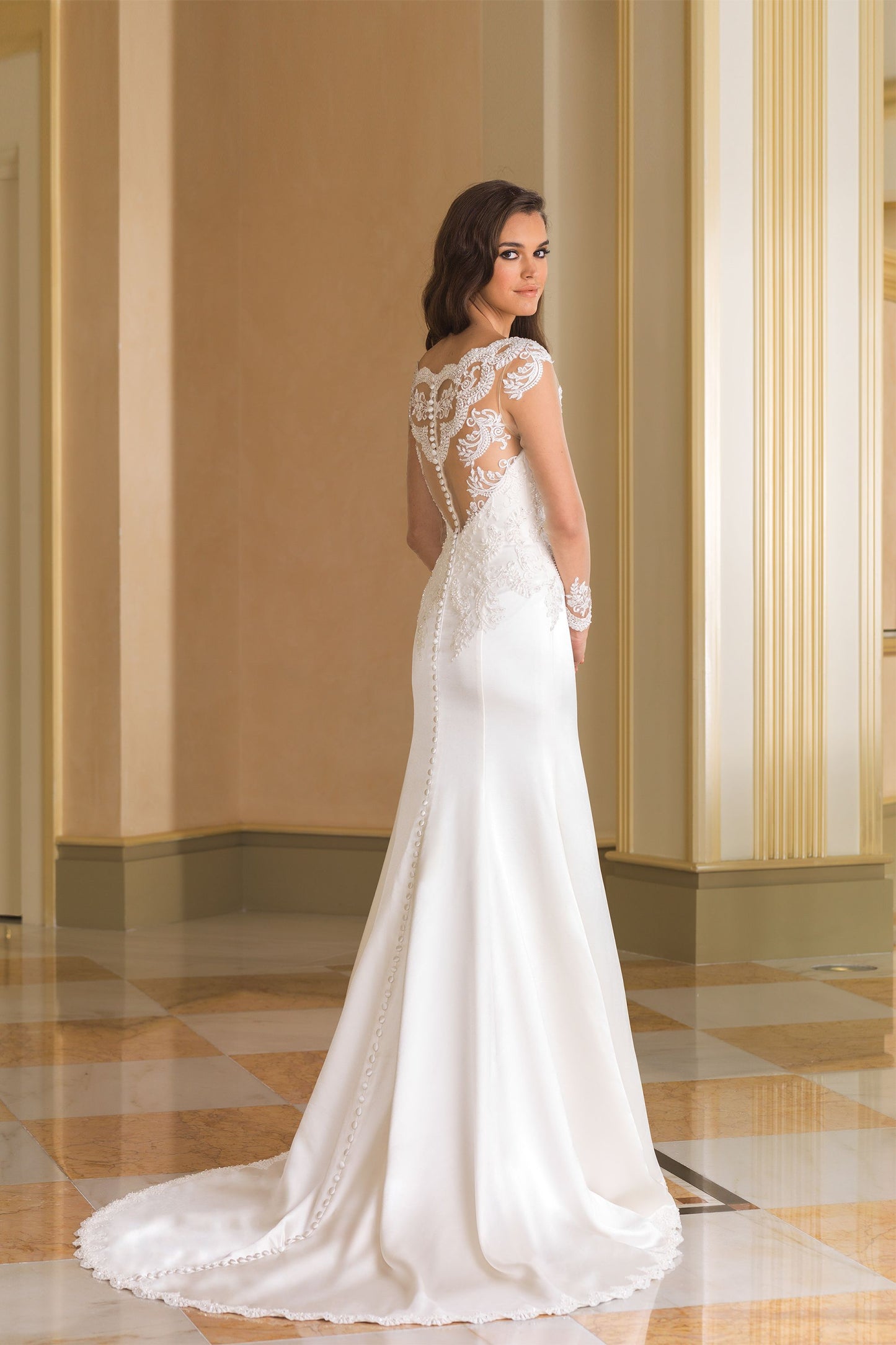 Justin Alexander charmeuse fit and flare wedding dress style 8864 size 12