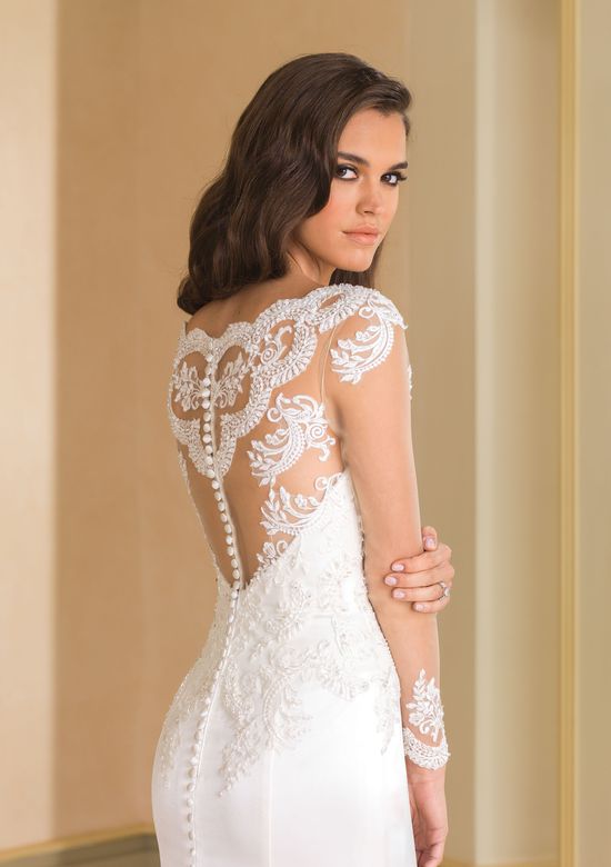 Justin Alexander charmeuse fit and flare wedding dress style 8864 size 12