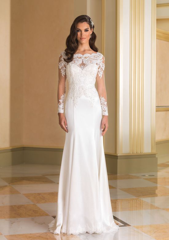 Justin Alexander charmeuse fit and flare wedding dress style 8864 size 12