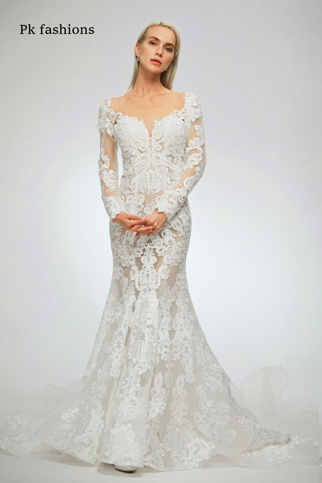 Private Label lace mermaid wedding dress 15462 size 12