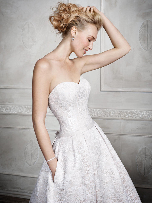 Lace empire waist wedding dress style 1685