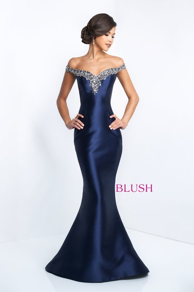 Formal off-shoulder Mikado mermaid dress size 8