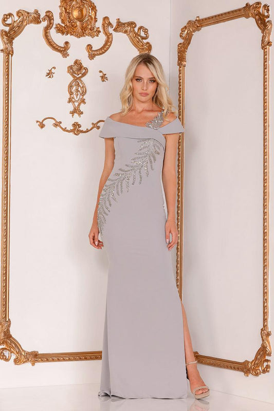 Terani long formal dress 5289 in color silver size 6