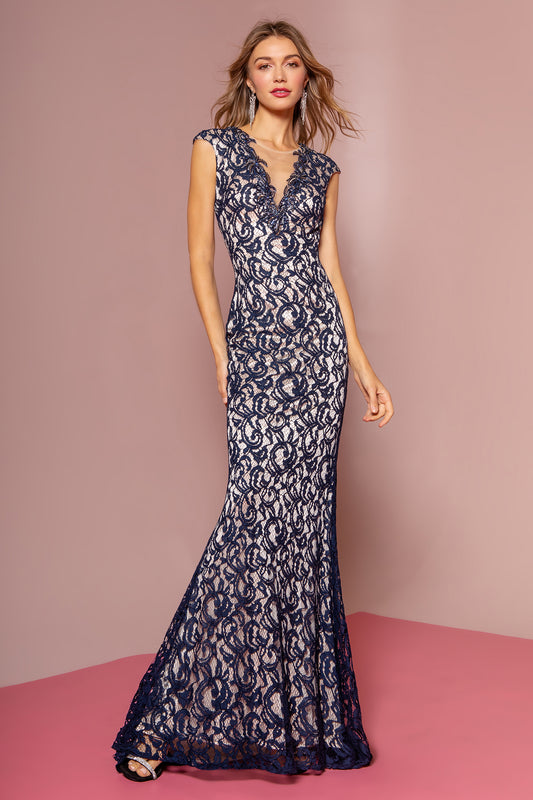 Full lace mother of the bride dress in color navy size Large