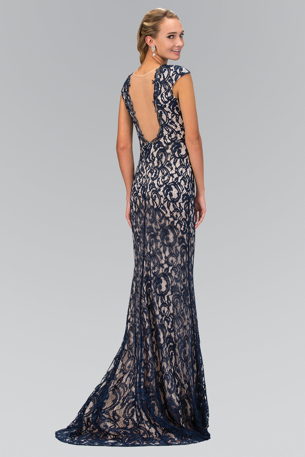 Full lace mother of the bride dress in color navy size Large