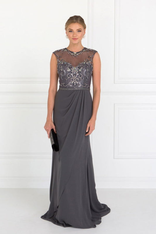 Mother of the bride long chiffon dress in color gray size Small