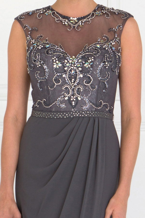 Mother of the bride long chiffon dress in color gray size Small